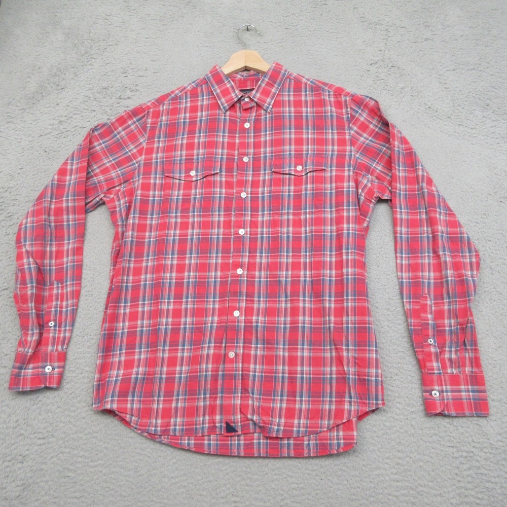 UNTUCKit Plaid Shirt Men LT Red Cotton Outdoors Lumberjack Fall Layering Casual